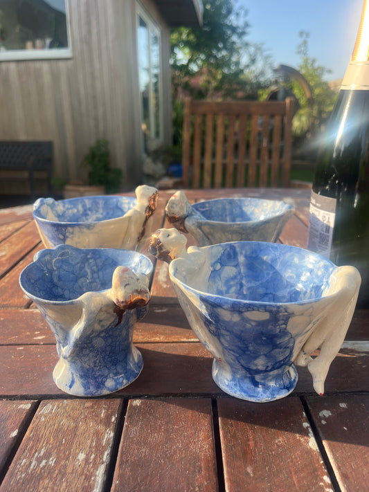 Diva tea cups with copper lustre