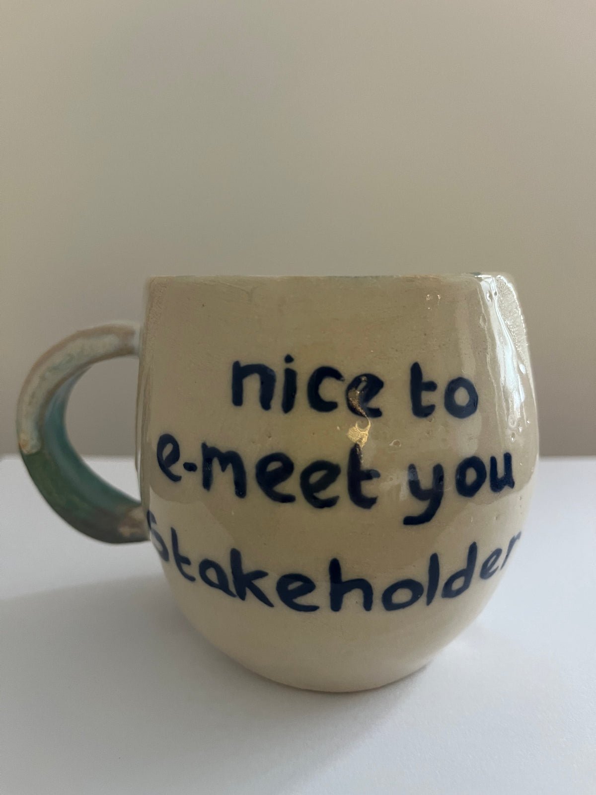 Nice to e-meet you stakeholder mug, front view